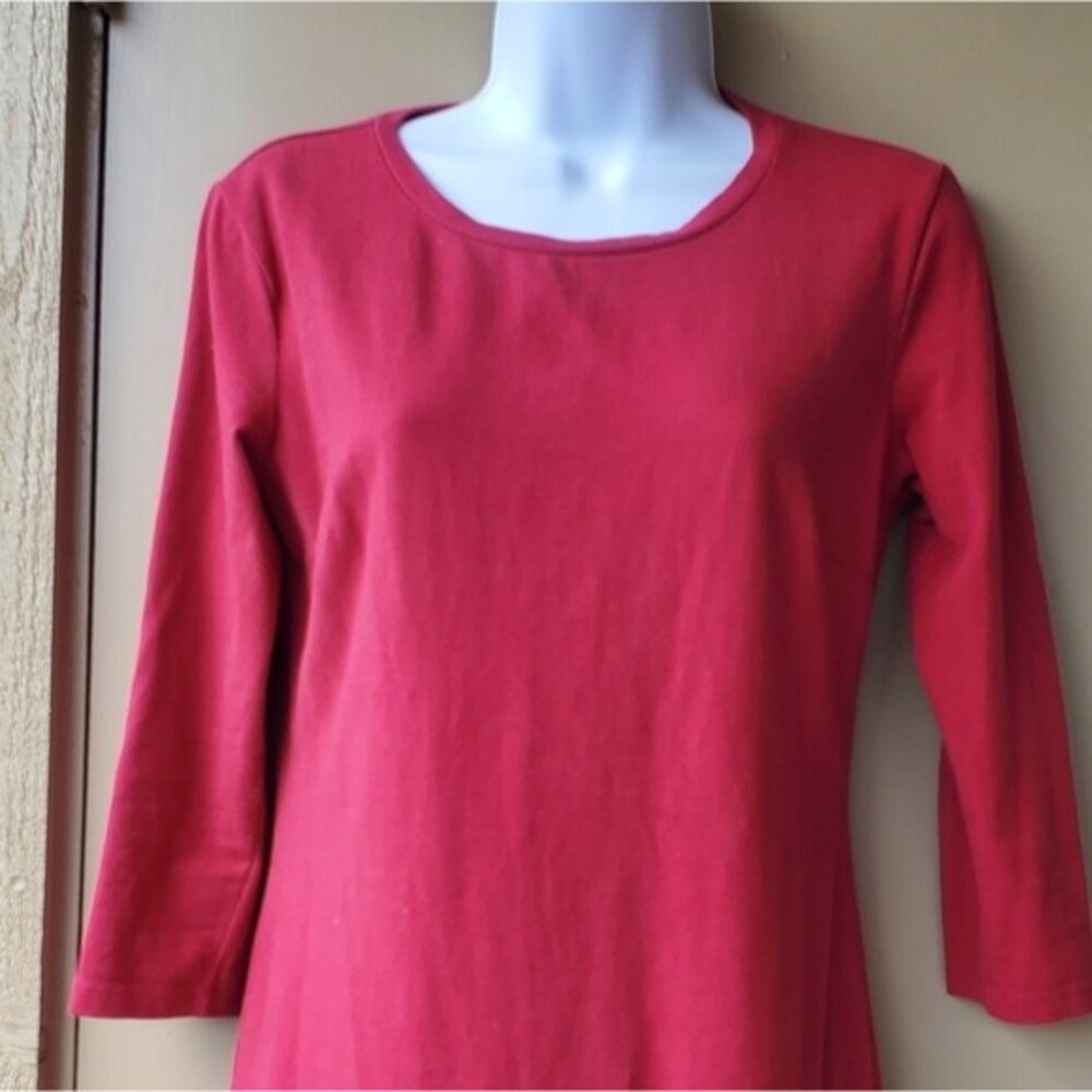Old Navy 3/4 Sleeve Stretchy Midi Womens Red Petite Dressy Casual Dress sz SP - Picture 2 of 11